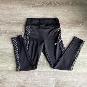 Adidas aeroready legging with cute black and gray zebra detail